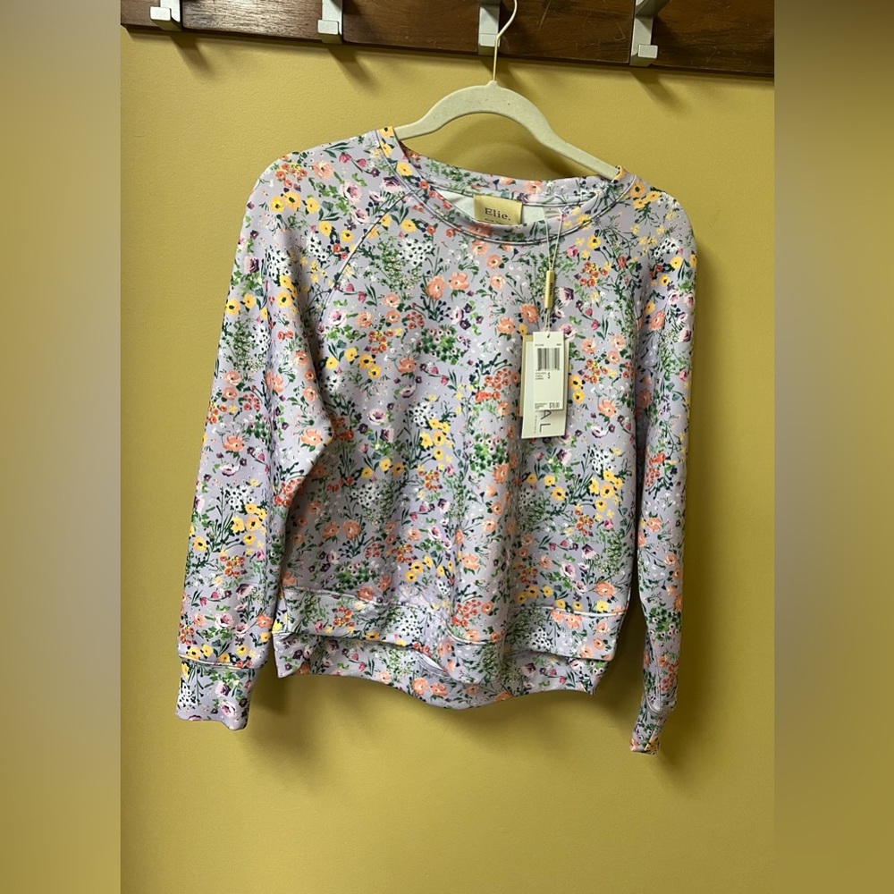 Elie Tahari Modal Purple Floral Pullover